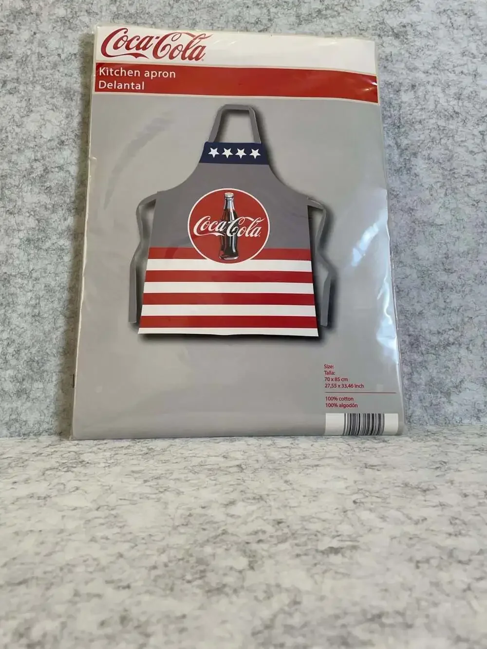 NEW Coca-Cola Patriotic Stars and Stripes 100% Cotton Kitchen Apron